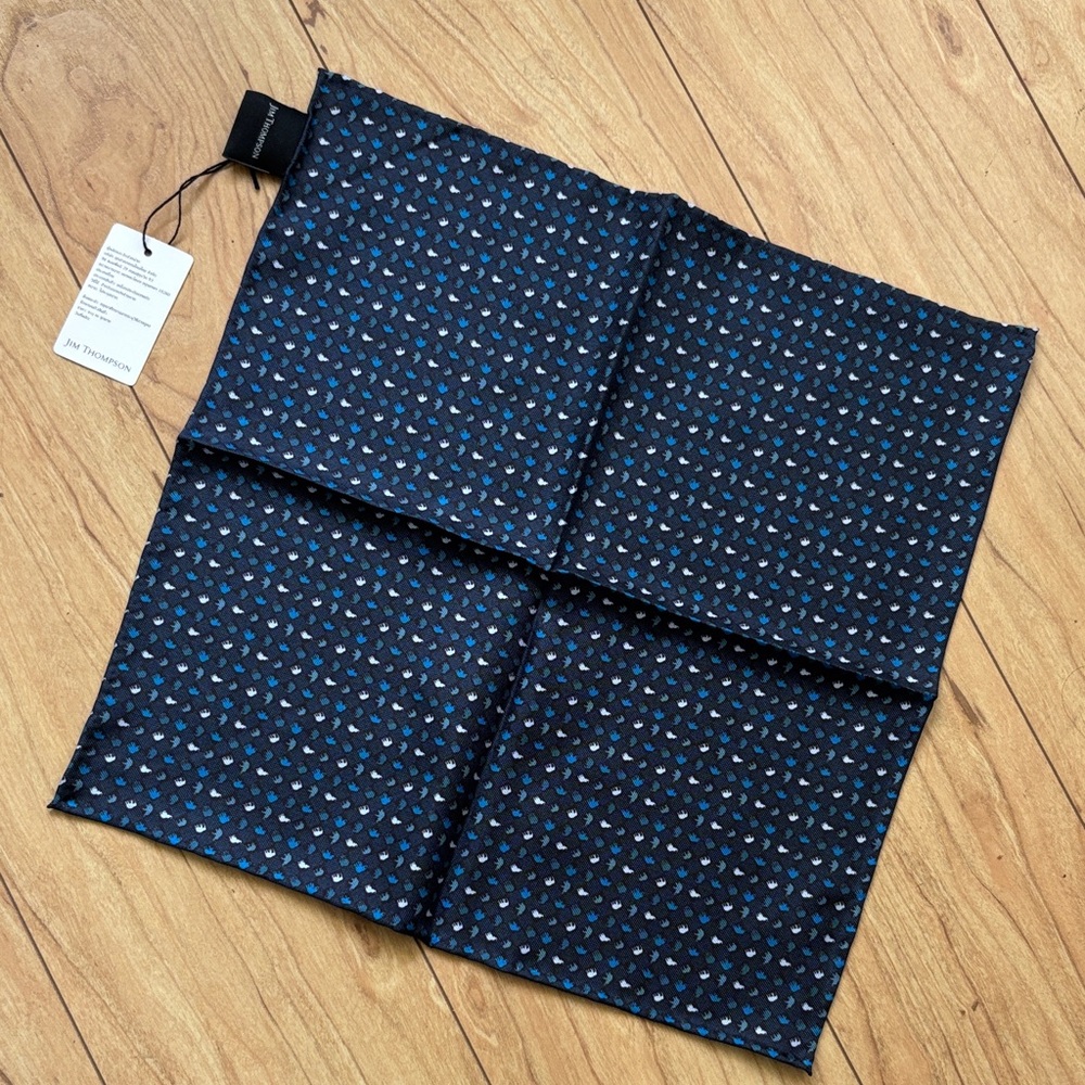 Stylish Blue Patterned Pocket Square